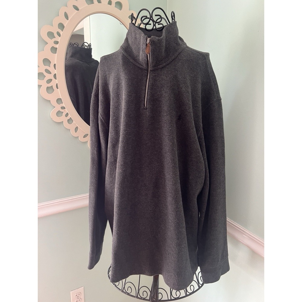 Polo Ralph Lauren Men's Sweater Size XXL Gray 1/4 Zip Pullover 100% Cotton Logo